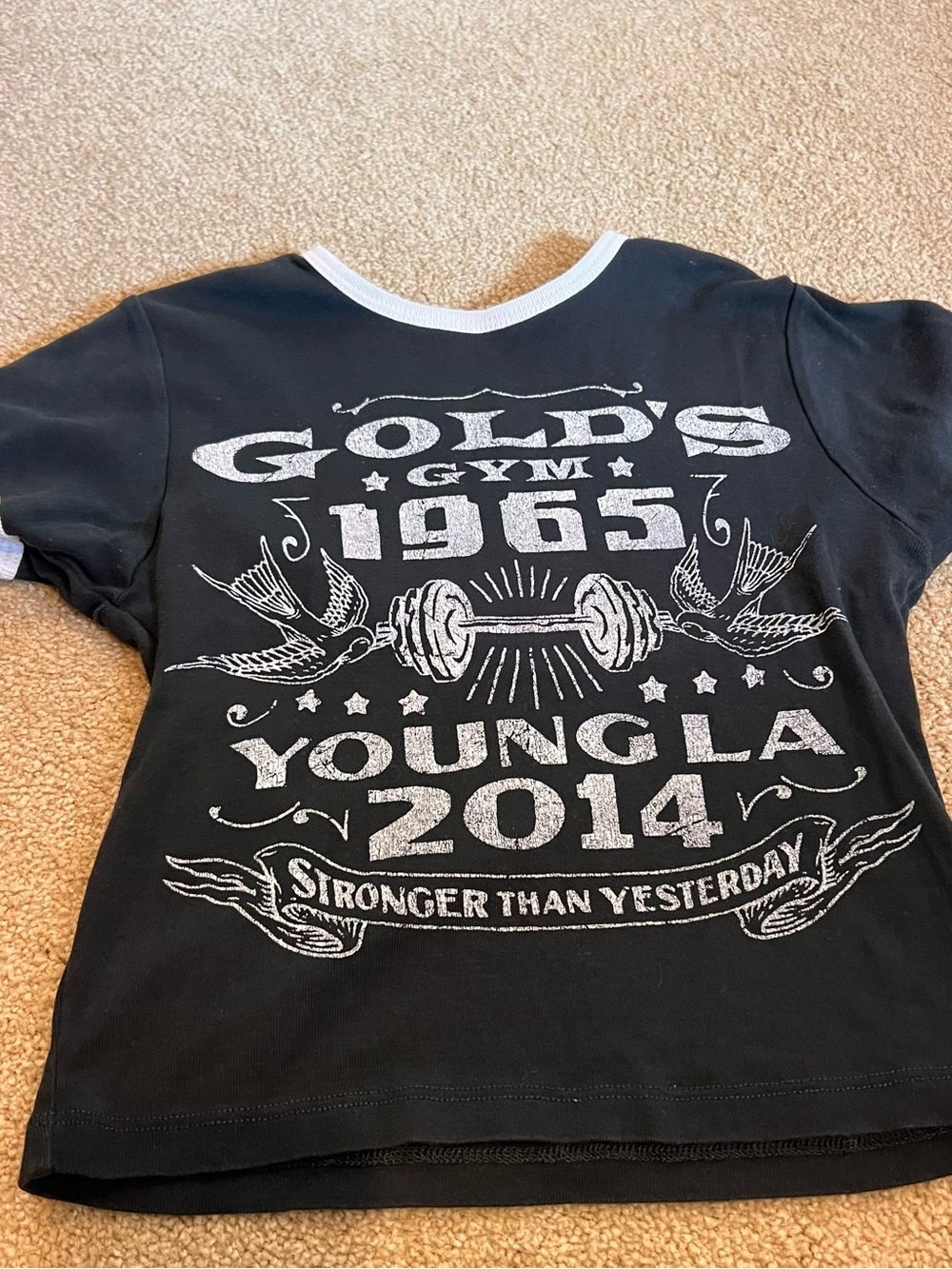 Youngla for her golds gym baby tee size small black